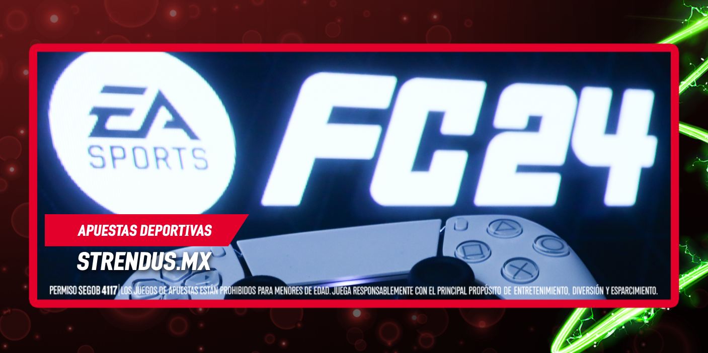 foto de un control de PS5 con el logo de EA Sports FC 24 de fondo